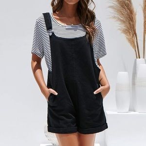 Black overall shorts